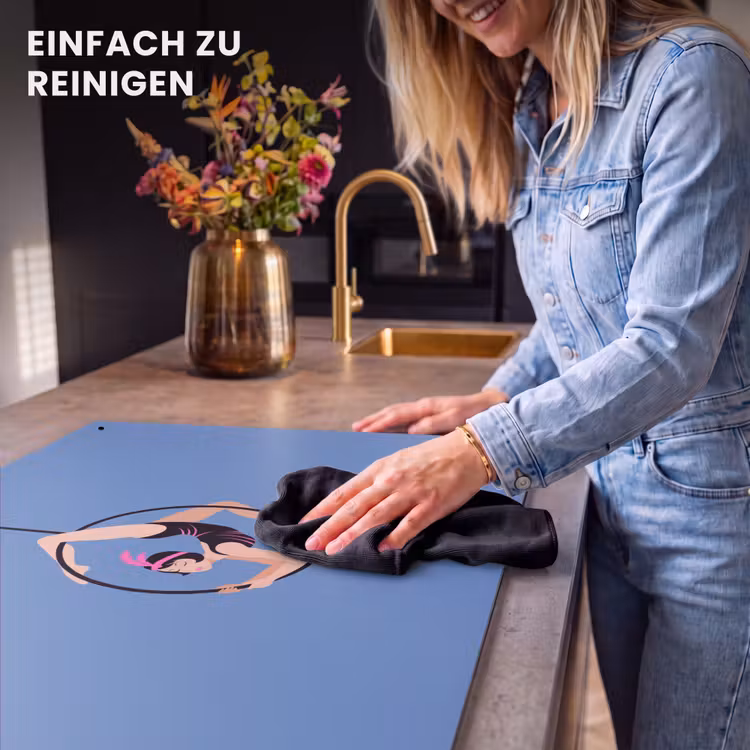 Vrouw - Aerial hoop - Art deco - Illustratie - Blauw Inductie beschemer met haakjes klein -ky-schoon-de