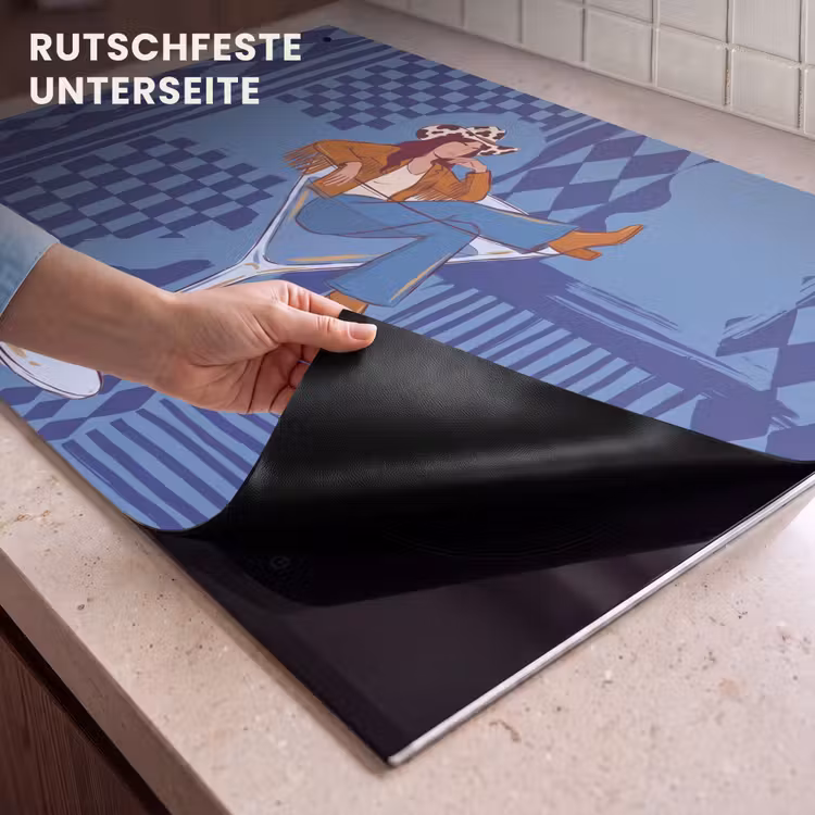 Vrouw - Martini glas - Abstract - Blauw - Kunst Inductie beschemer met haakjes klein -ky-onderkant-de