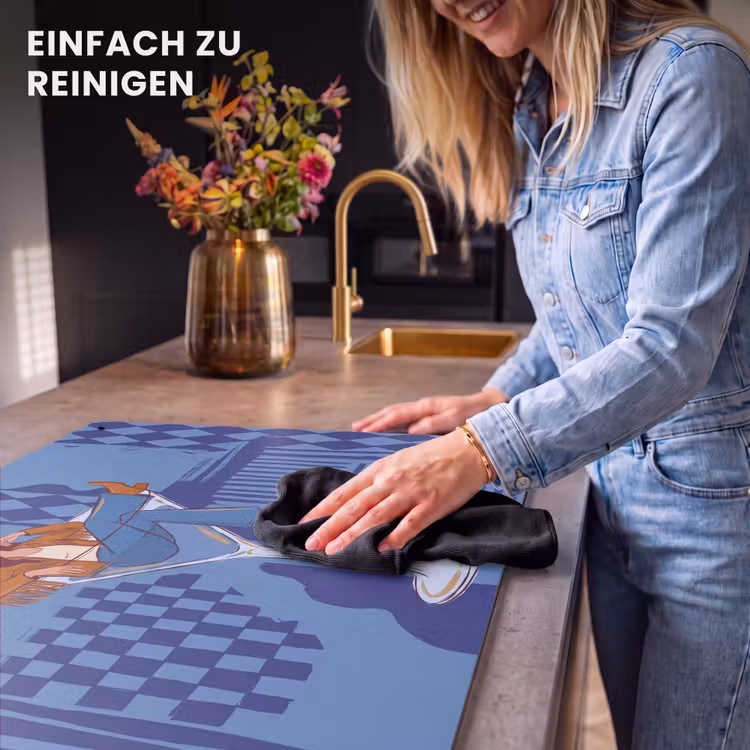Vrouw - Martini glas - Abstract - Blauw - Kunst Inductie beschemer met haakjes klein -ky-schoon-de