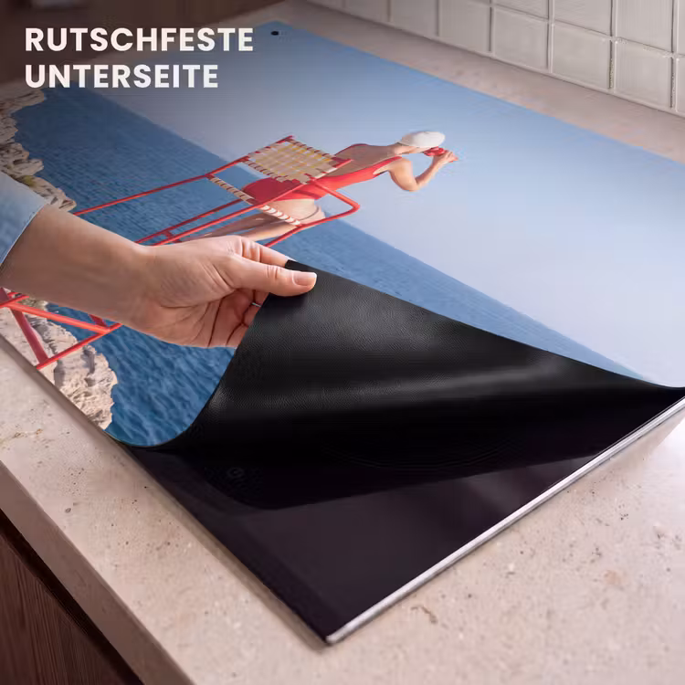 Vrouw - Zee - Kust - Verrekijker - Rood Inductie beschemer met haakjes klein -ky-onderkant-de