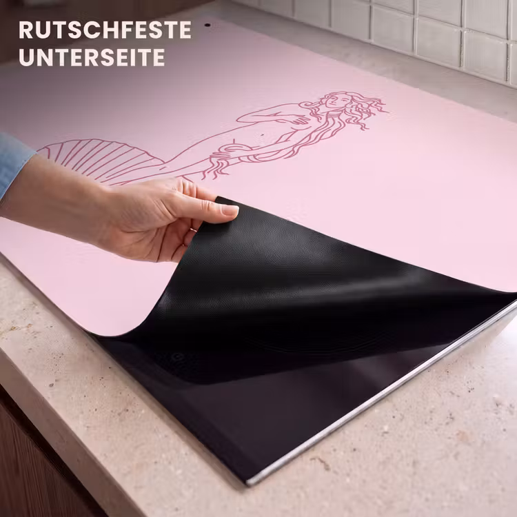 Vrouw - Schelp - Kunst - Lijntekening - Roze Inductie beschemer met haakjes klein -ky-onderkant-de