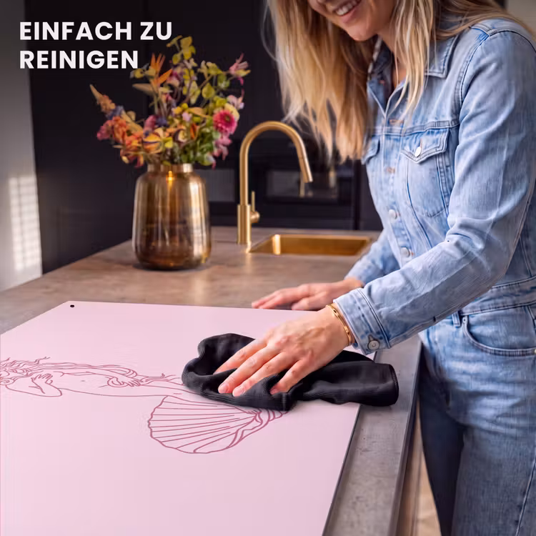 Vrouw - Schelp - Kunst - Lijntekening - Roze Inductie beschemer met haakjes klein -ky-schoon-de