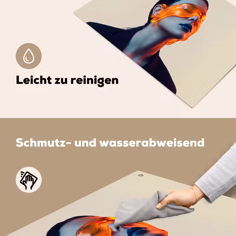 Vrouw - Oranje - Abstract - Modern - Kleurrijk Inductie beschemer met haakjes klein -ky-schoon-de