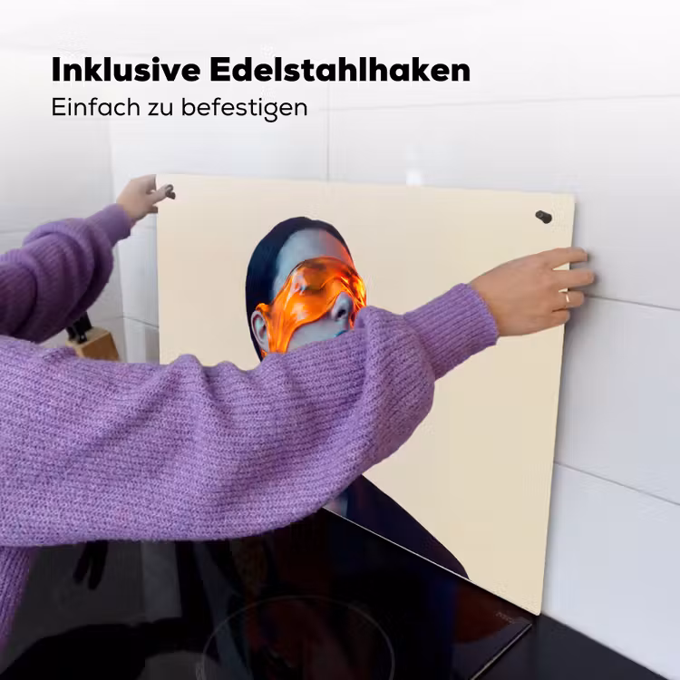Vrouw - Oranje - Abstract - Modern - Kleurrijk Inductie beschemer met haakjes klein -ky-ophangen-de