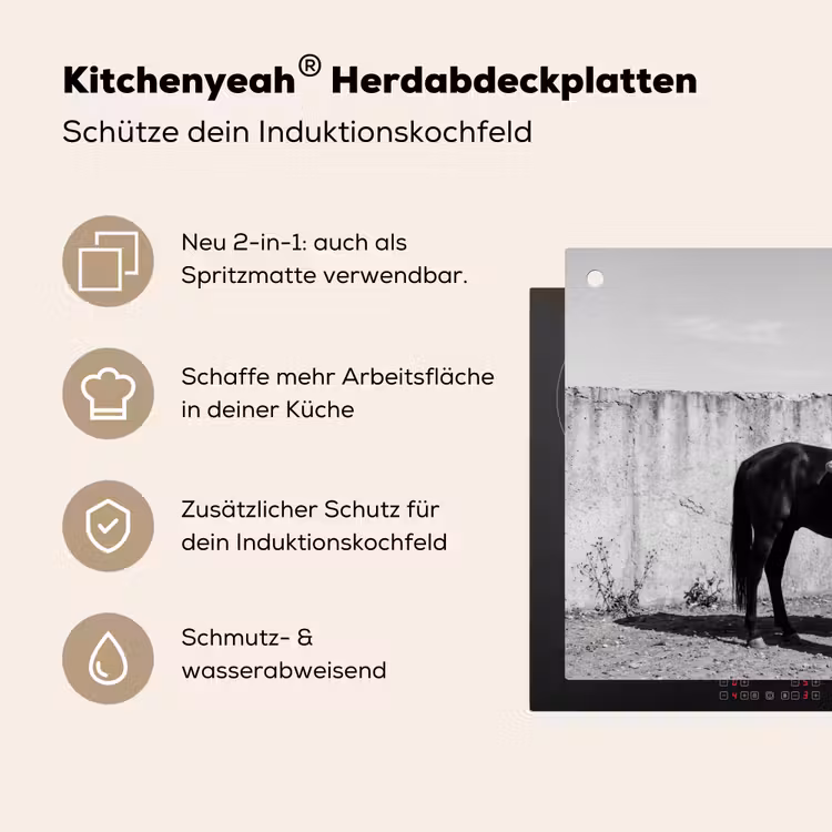 Vrouw - Paard - Artistiek Inductie beschemer met haakjes klein -ky-usp-de