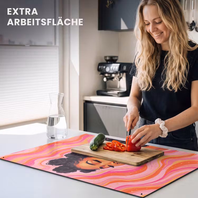 Vrouw - Portret - Abstract - Kleurrijk - Roze Inductie beschemer met haakjes klein -ky-usp-de