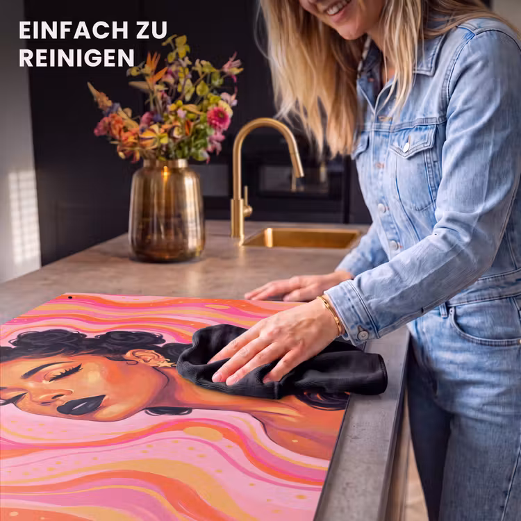 Vrouw - Portret - Abstract - Kleurrijk - Roze Inductie beschemer met haakjes klein -ky-schoon-de