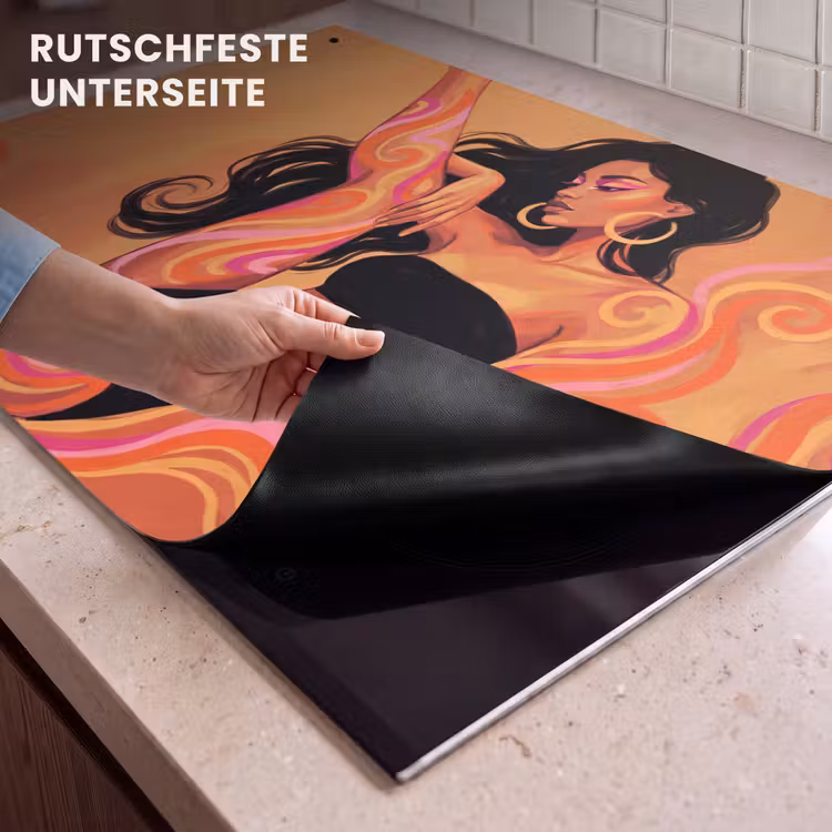 Vrouw - Portret - Abstract - Modern - Kleurrijk Inductie beschemer met haakjes klein -ky-onderkant-de