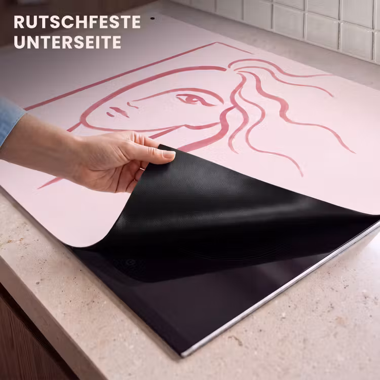 Vrouw - Portret - Abstract - Lijnkunst - Rood Inductie beschemer met haakjes klein -ky-onderkant-de