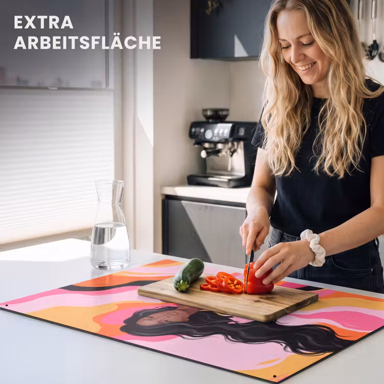Vrouw - Portret - Kleurrijk - Modern - Kunst Inductie beschemer met haakjes klein -ky-usp-de