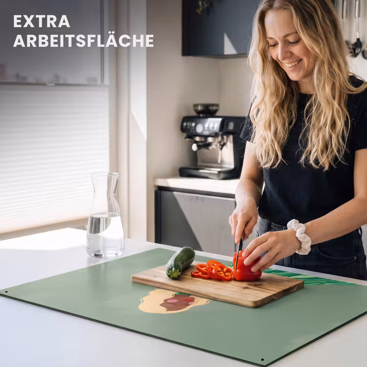 Vrouw - Portret - Illustratie - Modern - Groen Inductie beschemer met haakjes klein -ky-usp-de