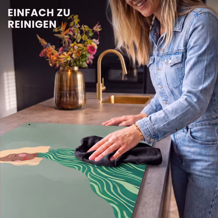 Vrouw - Portret - Illustratie - Modern - Groen Inductie beschemer met haakjes klein -ky-schoon-de