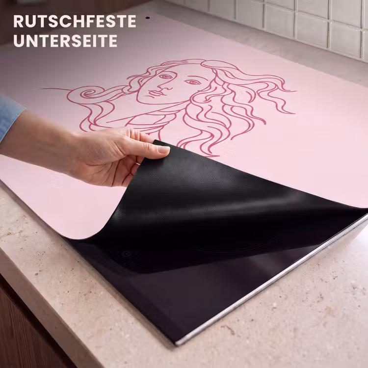 Vrouw - Portret - Klassiek - Line-art - Roze Inductie beschemer met haakjes klein -ky-onderkant-de