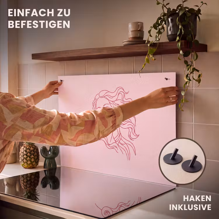 Vrouw - Portret - Klassiek - Line-art - Roze Inductie beschemer met haakjes klein -ky-ophangen-de