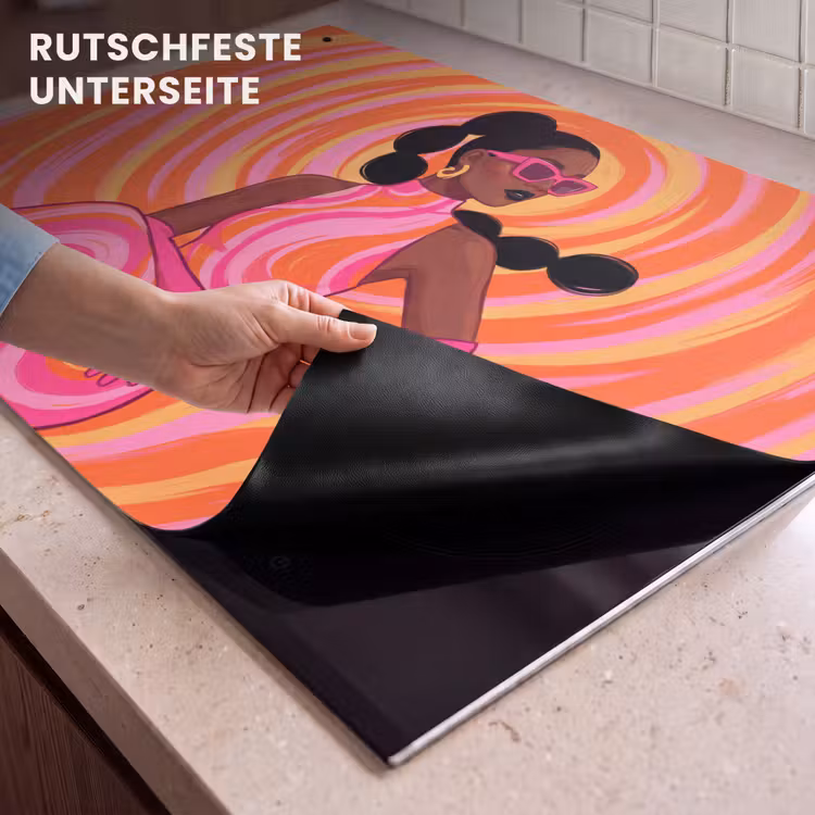 Vrouw - Portret - Kunst - Abstract - Roze Inductie beschemer met haakjes klein -ky-onderkant-de