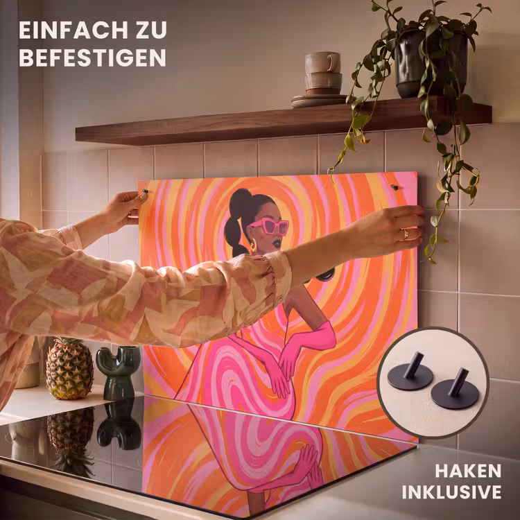 Vrouw - Portret - Kunst - Abstract - Roze Inductie beschemer met haakjes klein -ky-ophangen-de