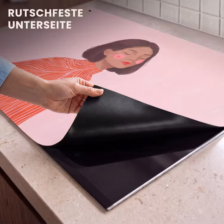 Vrouw - Portret - Modern - Kunst - Roze Inductie beschemer met haakjes klein -ky-onderkant-de