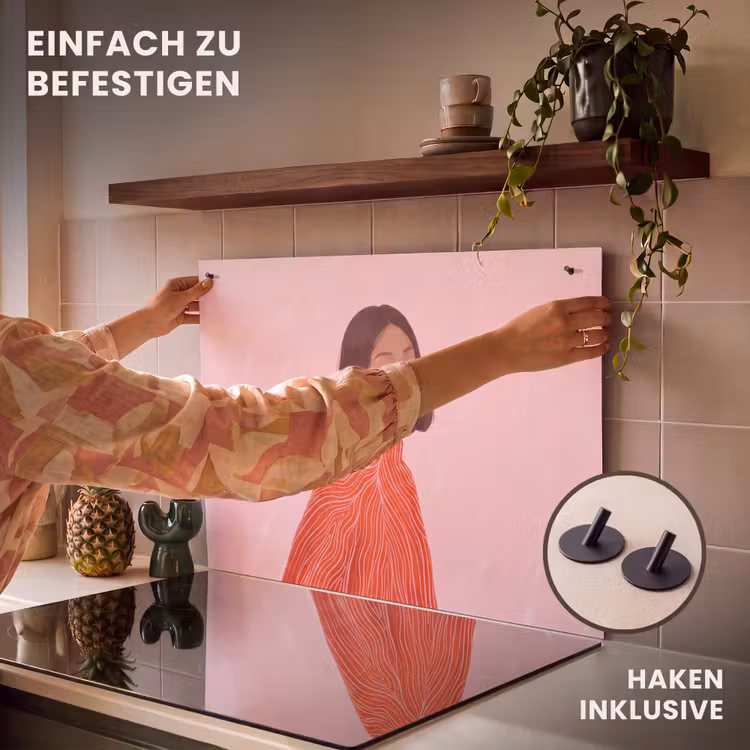 Vrouw - Portret - Modern - Kunst - Roze Inductie beschemer met haakjes klein -ky-ophangen-de