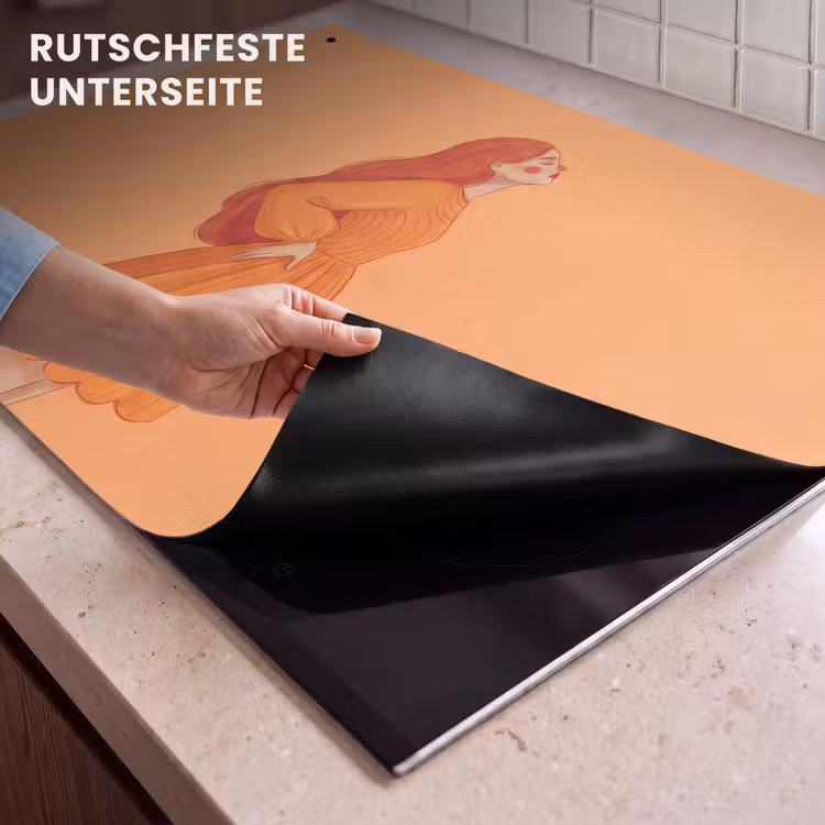 Vrouw - Profiel - Mensen - Modern - Oranje Inductie beschemer met haakjes klein -ky-onderkant-de