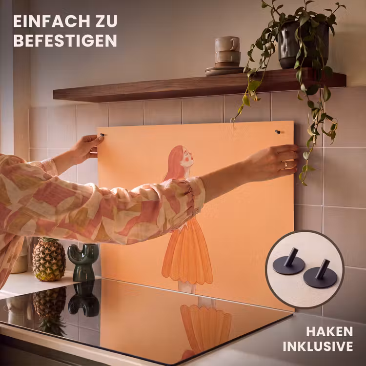 Vrouw - Profiel - Mensen - Modern - Oranje Inductie beschemer met haakjes klein -ky-ophangen-de
