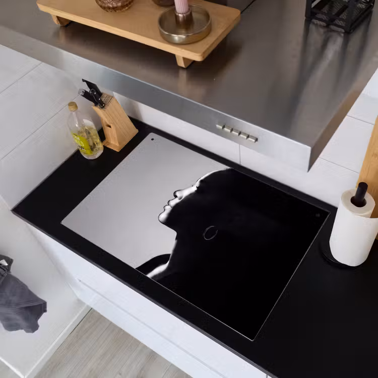 Vrouw - Profiel - Mensen - Zwart-wit Inductie beschemer met haakjes klein -sfeer1