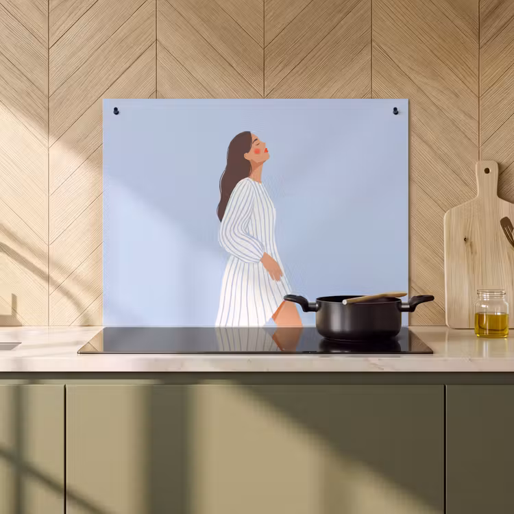 Vrouw - Profiel - Rust - Modern - Illustratie Inductie beschemer met haakjes klein -sfeer2