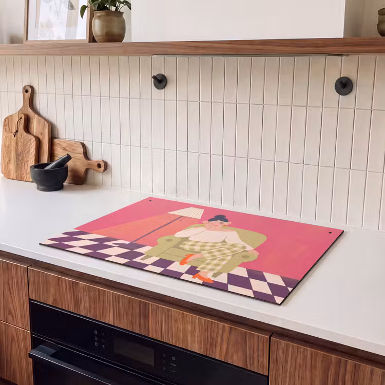 Vrouw - Rust - Interieur - Modern - Kunst Inductie beschemer met haakjes klein -sfeer1