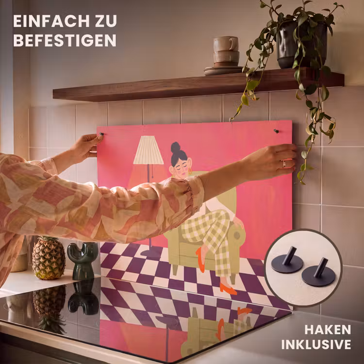 Vrouw - Rust - Interieur - Modern - Kunst Inductie beschemer met haakjes klein -ky-ophangen-de