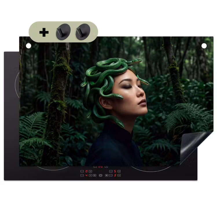 Vrouw - Slang - Natuur - Mystiek - Groen Inductie beschemer met haakjes klein -3d