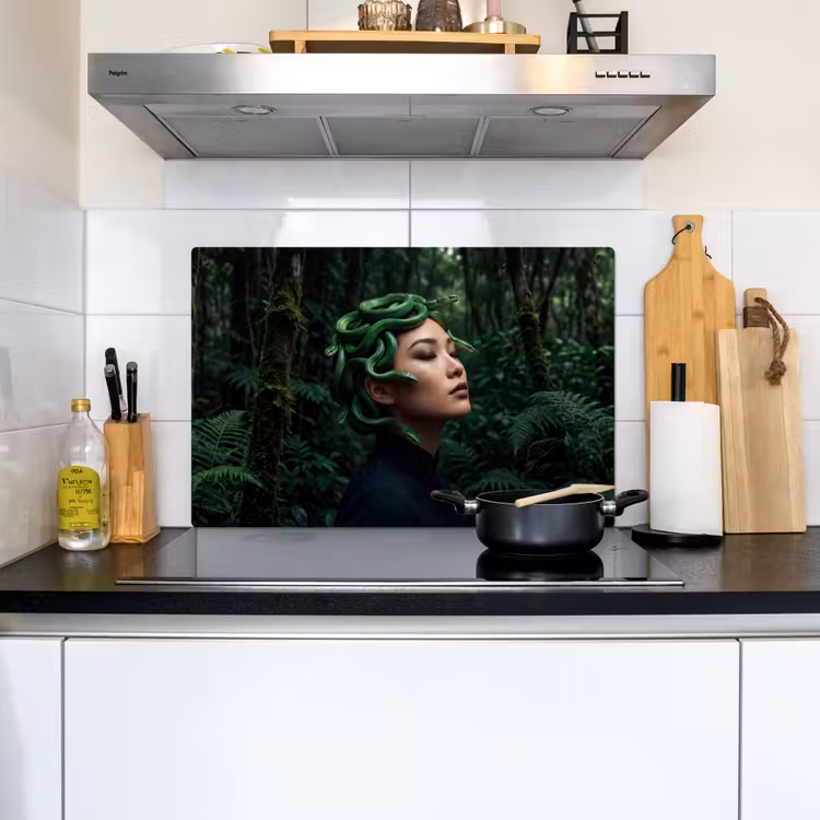 Vrouw - Slang - Natuur - Mystiek - Groen Inductie beschemer met haakjes klein -sfeer2