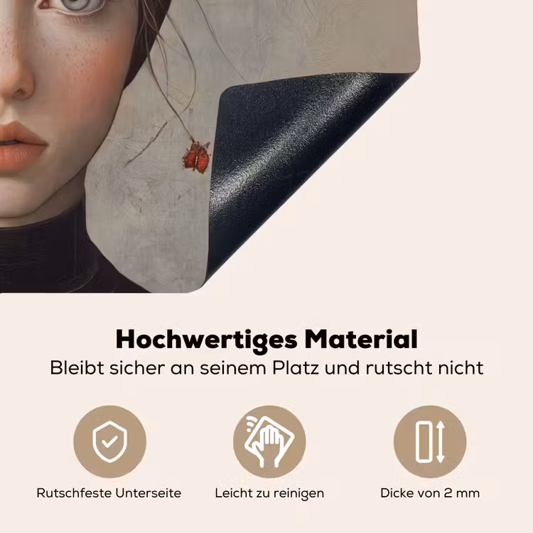 Woman - Butterfly - Art - Classic - Muted Inductie beschemer met haakjes klein -ky-onderkant-de
