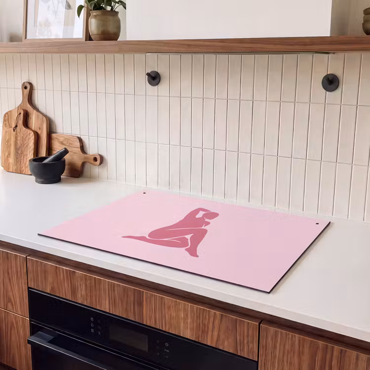 Vrouw - Silhouet - Abstract - Modern - Roze Inductie beschemer met haakjes klein -sfeer1