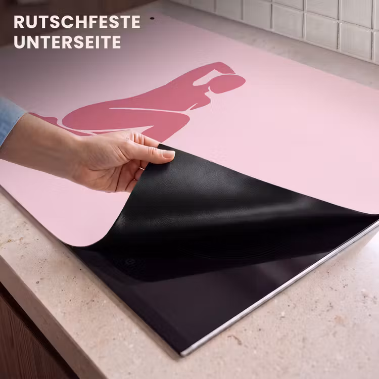 Vrouw - Silhouet - Abstract - Modern - Roze Inductie beschemer met haakjes klein -ky-onderkant-de