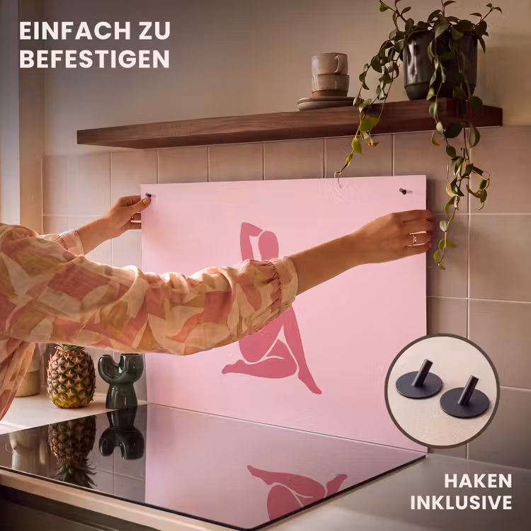 Vrouw - Silhouet - Abstract - Modern - Roze Inductie beschemer met haakjes klein -ky-ophangen-de