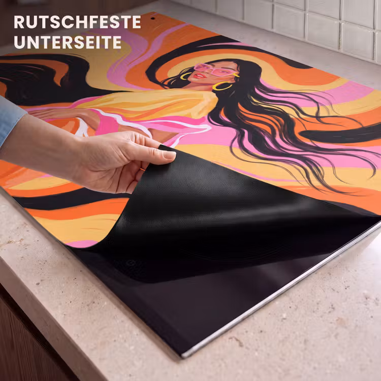 Vrouw - Zonnebril - Abstract - Kleurrijk Inductie beschemer met haakjes klein -ky-onderkant-de