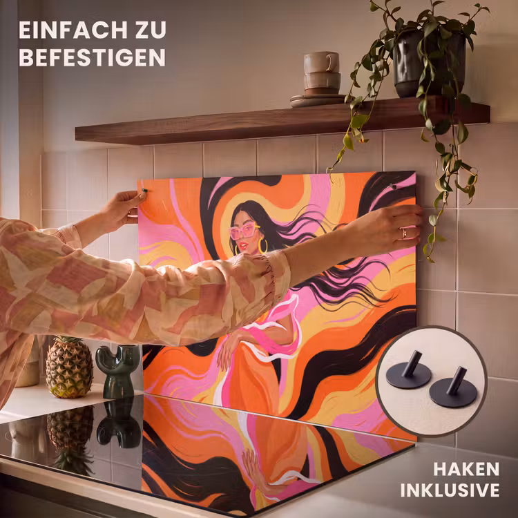 Vrouw - Zonnebril - Abstract - Kleurrijk Inductie beschemer met haakjes klein -ky-ophangen-de