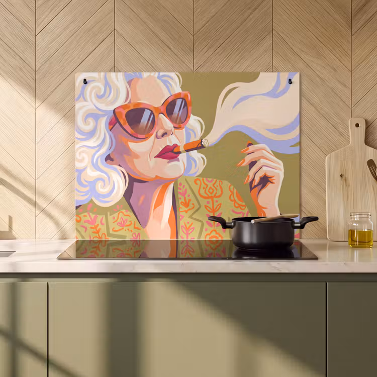 Vrouw - Zonnebril - Portret - Modern - Kleurrijk Inductie beschemer met haakjes klein -sfeer2