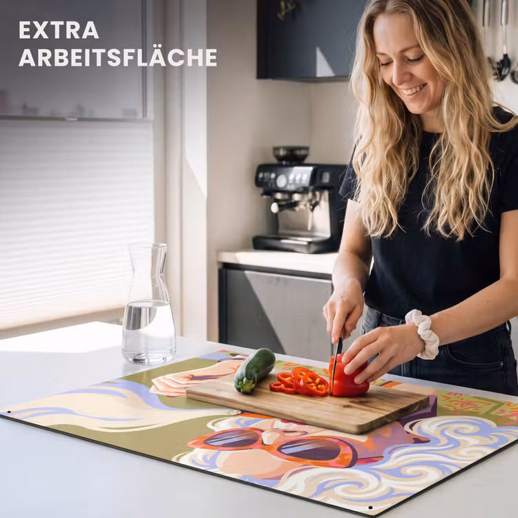 Vrouw - Zonnebril - Portret - Modern - Kleurrijk Inductie beschemer met haakjes klein -ky-usp-de