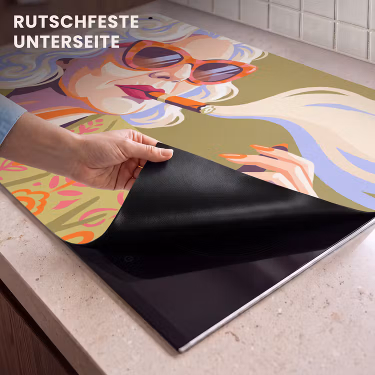 Vrouw - Zonnebril - Portret - Modern - Kleurrijk Inductie beschemer met haakjes klein -ky-onderkant-de