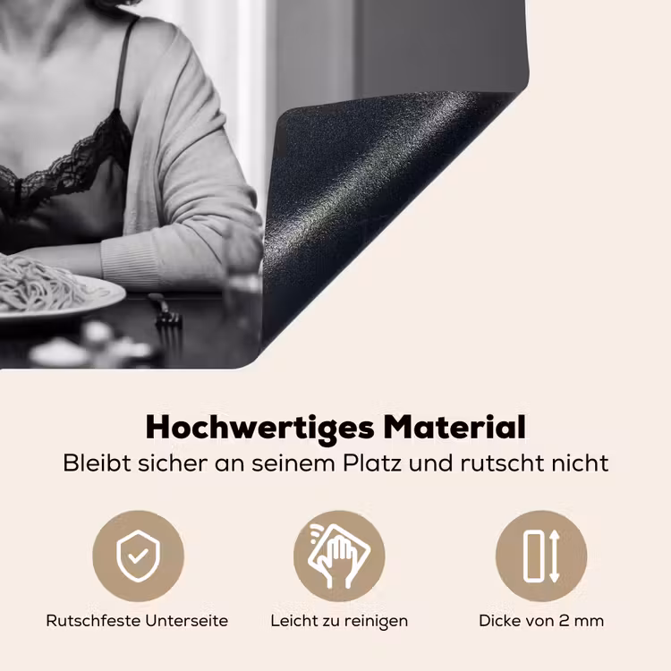Vrouw - Spaghetti - Zwart - Wit Inductie beschemer met haakjes klein -ky-onderkant-de