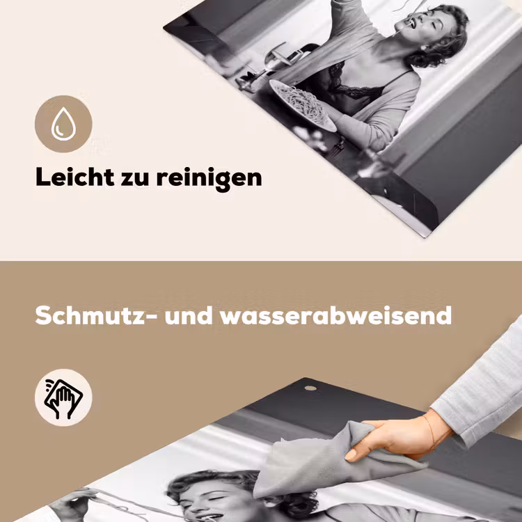 Vrouw - Spaghetti - Zwart - Wit Inductie beschemer met haakjes klein -ky-schoon-de
