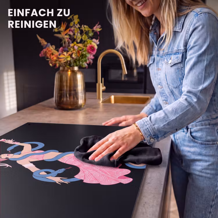 Vrouw - Danseres - Slangen - Art Deco - Roze Inductie beschemer met haakjes klein -ky-schoon-de