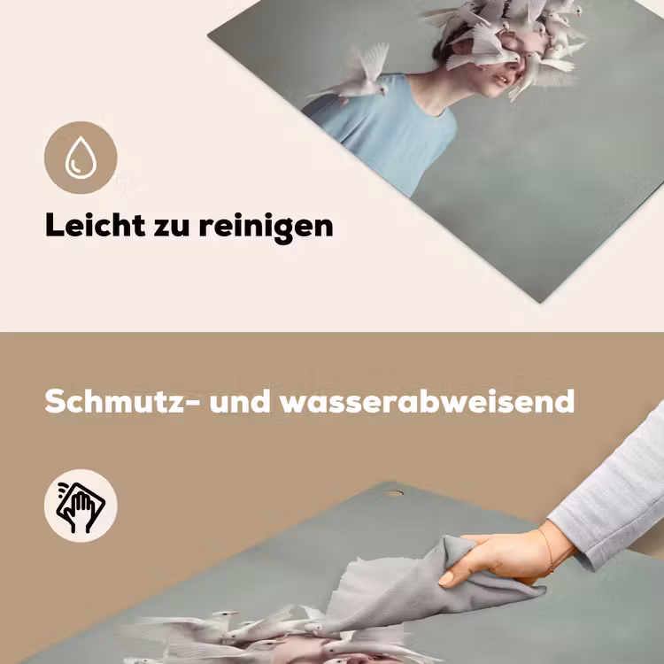 Vrouw - Vogels - Abstract - Modern - Wit Inductie beschemer met haakjes klein -ky-schoon-de