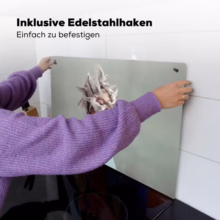 Vrouw - Vogels - Abstract - Modern - Wit Inductie beschemer met haakjes klein -ky-ophangen-de