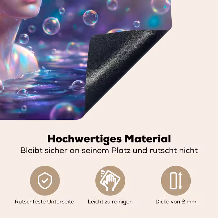 Vrouw - Water - Portret - Kleurrijk - Modern Inductie beschemer met haakjes klein -ky-onderkant-de