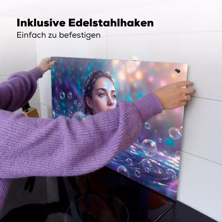 Vrouw - Water - Portret - Kleurrijk - Modern Inductie beschemer met haakjes klein -ky-ophangen-de