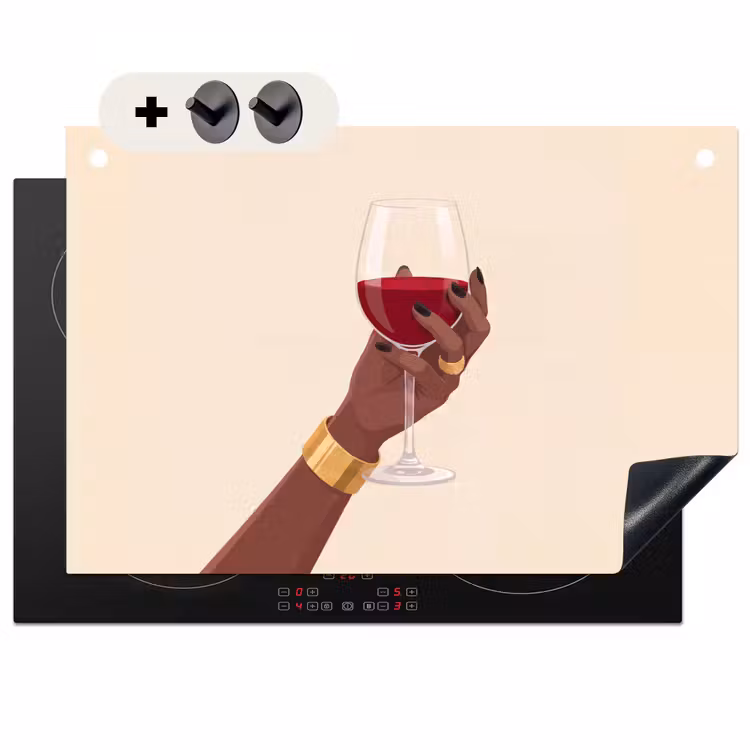 Vrouw - Wijn - Glas - Illustratie - Rood Inductie beschemer met haakjes klein -3d