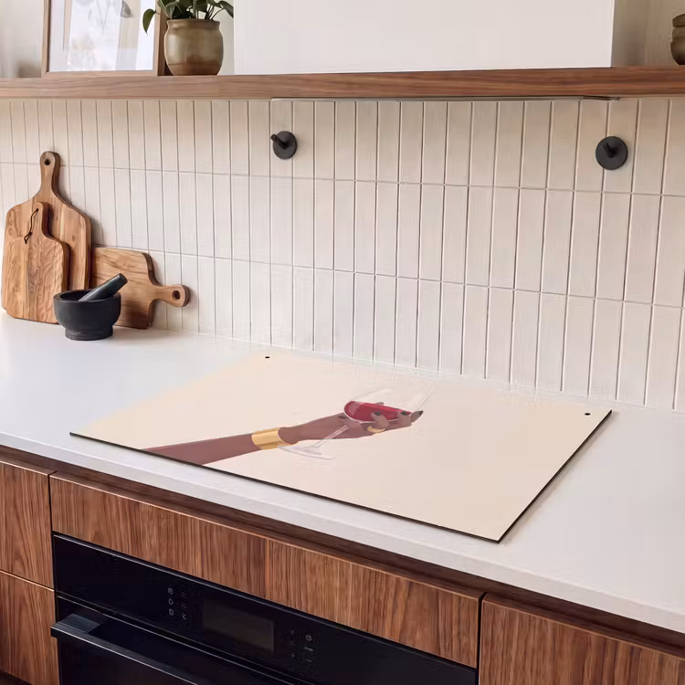 Vrouw - Wijn - Glas - Illustratie - Rood Inductie beschemer met haakjes klein -sfeer1