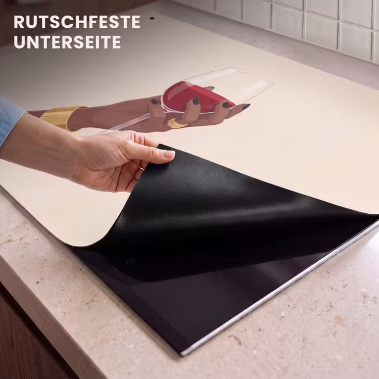 Vrouw - Wijn - Glas - Illustratie - Rood Inductie beschemer met haakjes klein -ky-onderkant-de