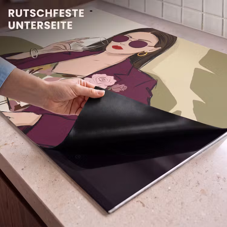 Vrouw - Wijn - Portret - Mode - Modern Inductie beschemer met haakjes klein -ky-onderkant-de